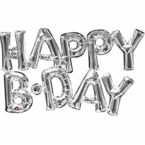 ریسه بادکنک فویلی حروف Happy B-Day نقره ای رنگ