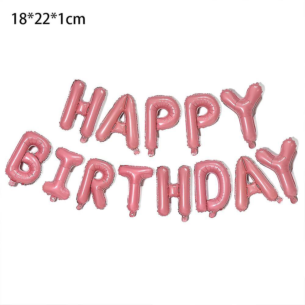 ریسه بادکنک فویلی حروف Happy Birthday صورتی پاستل رنگ